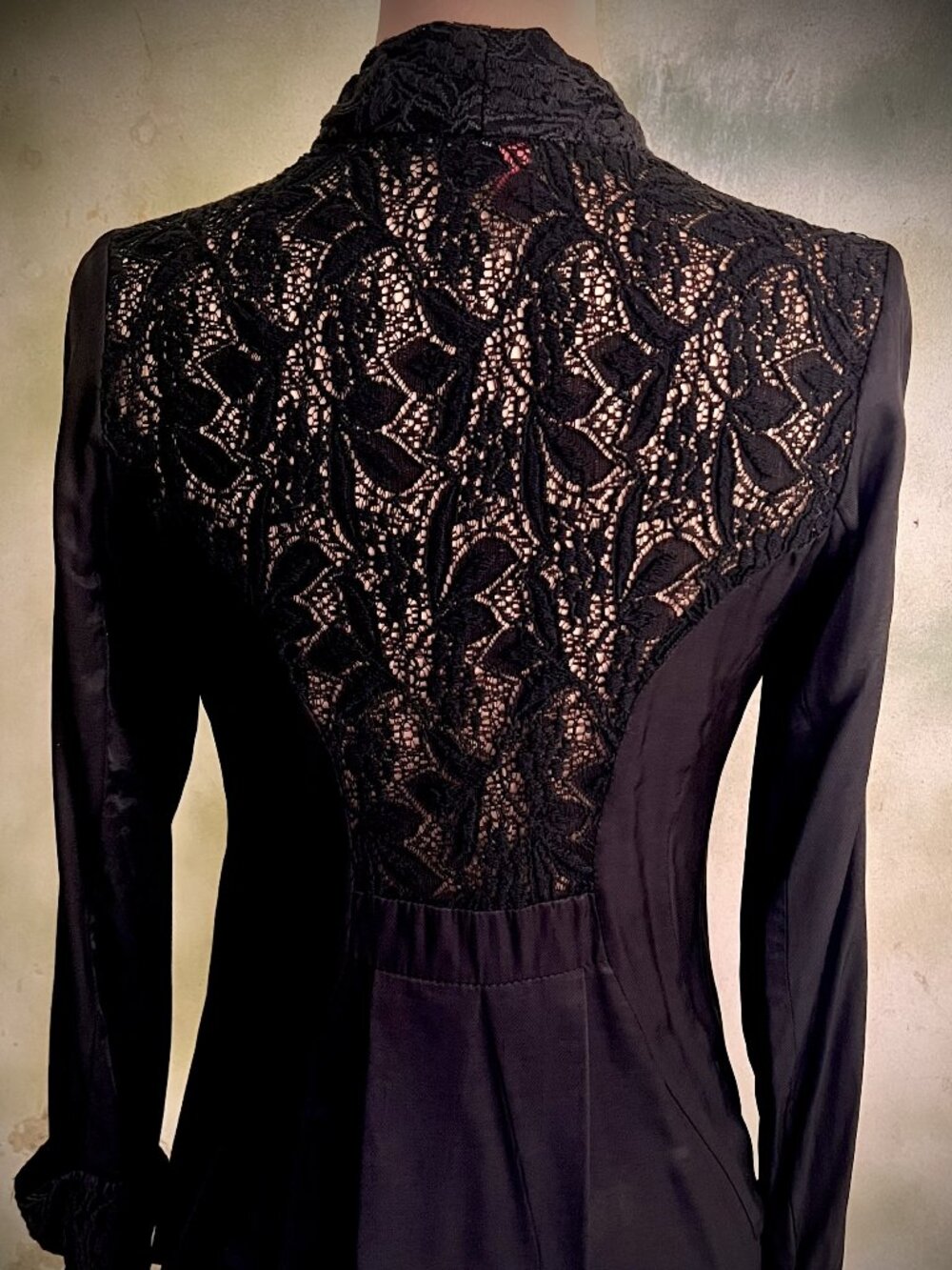Mystree Size Small Black Lace Back Open Front Cardigan Jacket